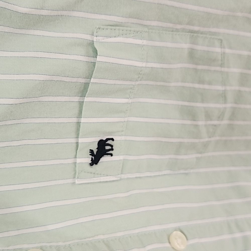 ๐ ABERCROMBIE ICON OXFORD Mint Striped BUTTON-UP SHIRT ๐ - Picture 3 of 10